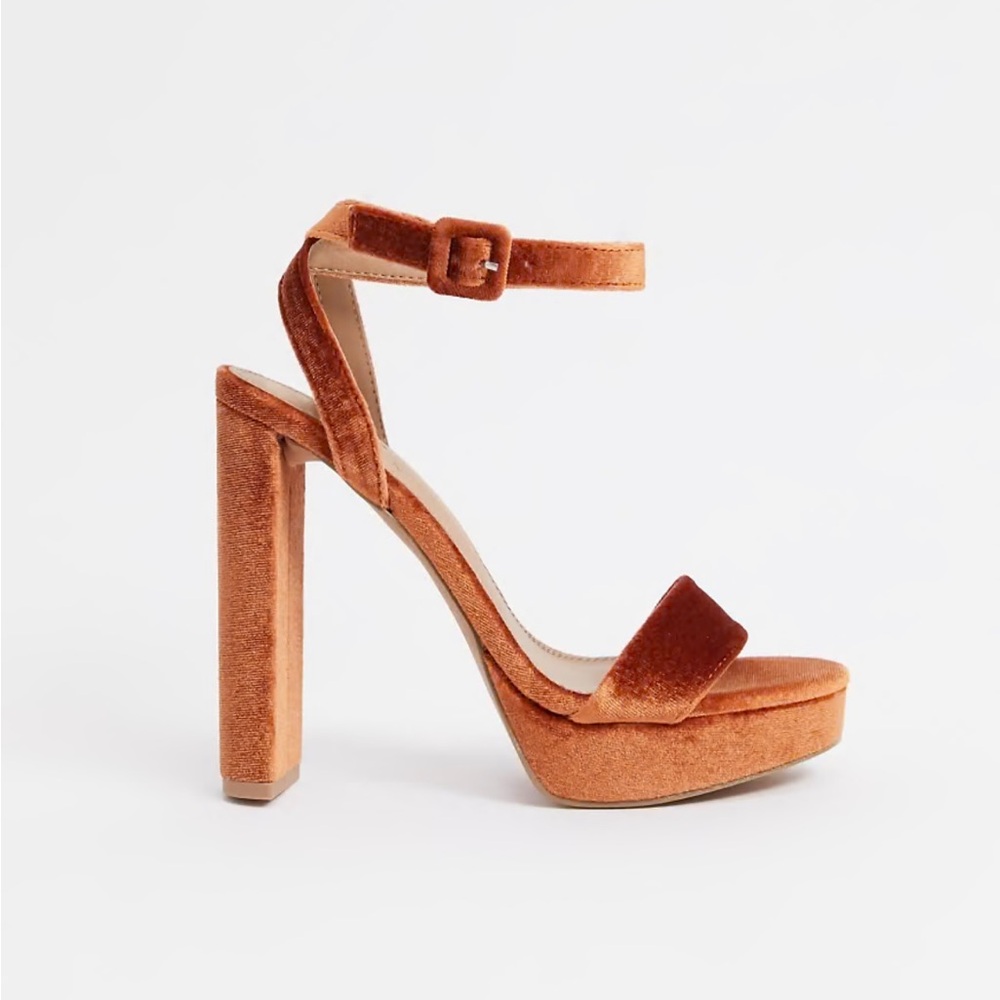 ASOS Velvet Platform Heels - Rust